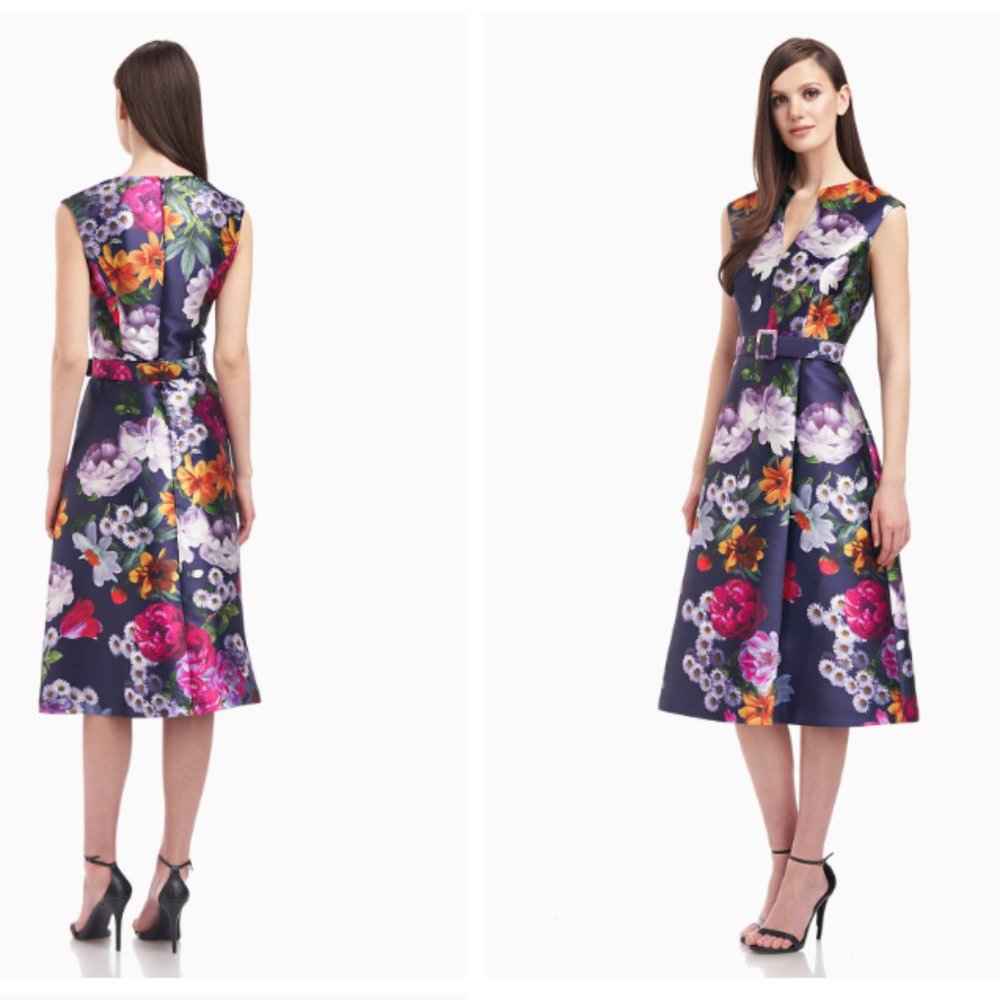 KAY UNGER EASTON MIDNIGHT PEONY BOUQUET KNEE LENGTH DRESS sz 4